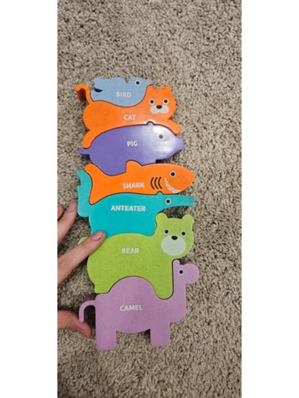 Animal Stacking Balancing Puzzle Toy 7 Piece Bird Cat Bear Shark Camel